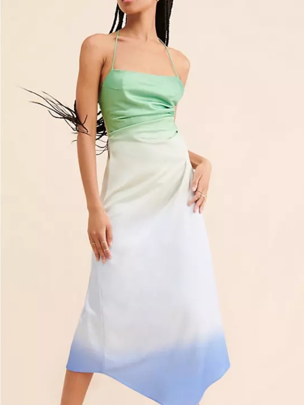 Significant other Green to Blue Ombre Slip Midi Dress